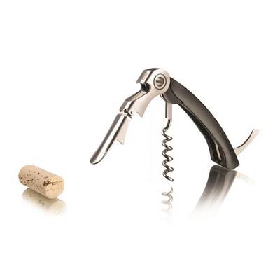 Vacu Vin Waiter's Corkscrew Dual Hinge w/ Bottle Opener & Foil Cutter - Black