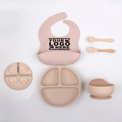 5 Pcs Silicone Dinnerware Set w/ Logo