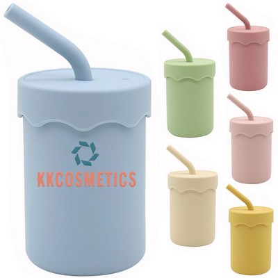 Silicone Baby Drinking Cup with Straws and Lids