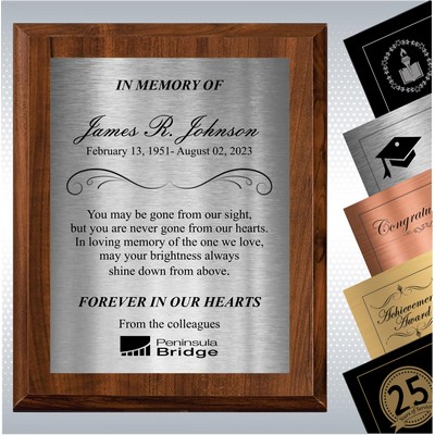 7" x 9" Cherry Finish Wood Personalized Memorial Gift Plaque Award