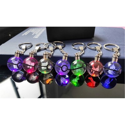 LED Color changing 3D laser Engraved own elf or logo Crystal Keychain