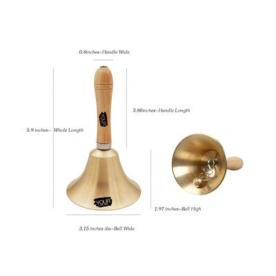 Super Loud Solid Gold Brass Hand Jingle Bells