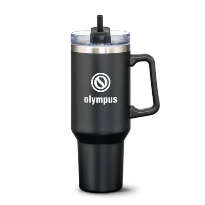 Compeer Handle Travel Mug w/Straw - 40oz Black