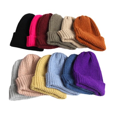 Winter Kint Beanie Hat Warm Cuffed Skull Cap