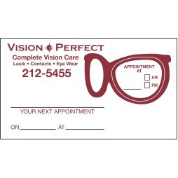 Appointment Card w/Removable Eyeglass Lens Label