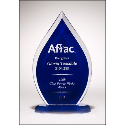 Flame Acrylic Award with Blue Base, 9"H