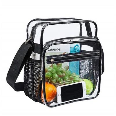 PVC Transparent Waterproof Shoulder Bag with Mesh Pouch