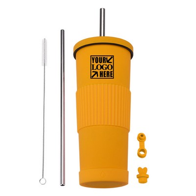 Straw Insulated Tumbler Stainless Steel with Lid