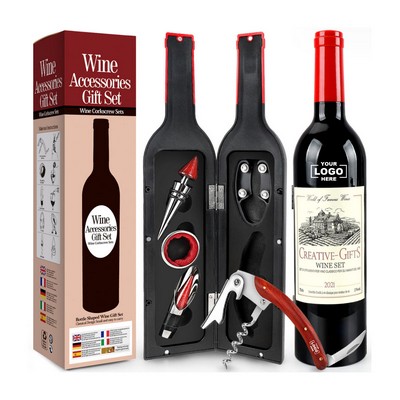 5 Piece Wine Tool Set In Bottle Shape Black Case(Free Shipping)