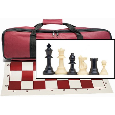 Travel Tournament Chess Set, 20 in Board, Chess Bag, 3.75 in. King