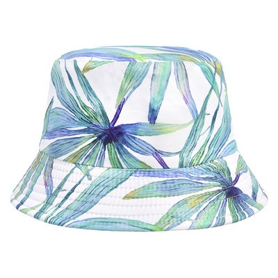 #18 Geometric Tie-dye Bamboo Leaf Pattern Basin Cap Bucket Hat