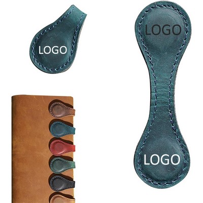 4" Vintage Handmade PU Leather Bone-Shape Double-Sided Magnetic Bookmark