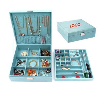 Lockable 2-Tier Jewelry Box Organizer