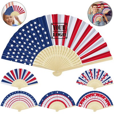 American Flag Folding Handheld Paper Fans