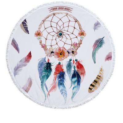 Dreamcatcher Printing Round Beach Towel With Tassels