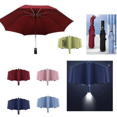 Automatic Folding Umbrella w/ Flashlight