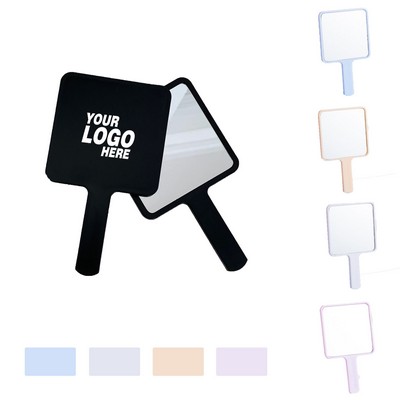 Square Portable Cosmetic Handle Mirror