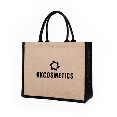 Two-Tone Jute Tote Bag