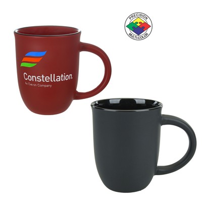 14 Oz. Satin Black Matte Contemporary Salem Mug w/Black Halo - Precision Spot Color