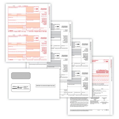 1099 NEC Laser Pack Set, 5-Part, with Envelopes, 50 Employees