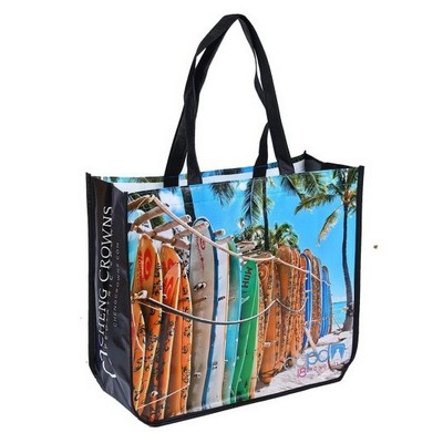 Full color Full Coverage Laminated Round Corner PP Tote Bag