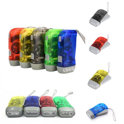 3 LED Hand Crank Flashlight Torch