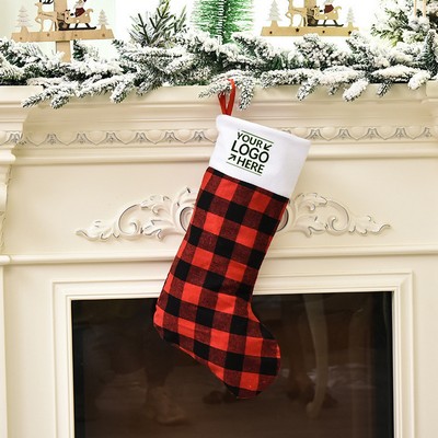 Big Size Sock Plaid Holiday Ornament