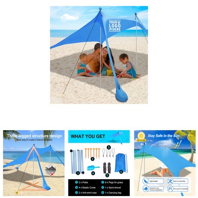 Portable Beach Tent Sun Shelter with Sandbags