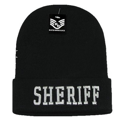 Rapid Dominance Sheriff Black Knit Cap Beanie w/Cuff