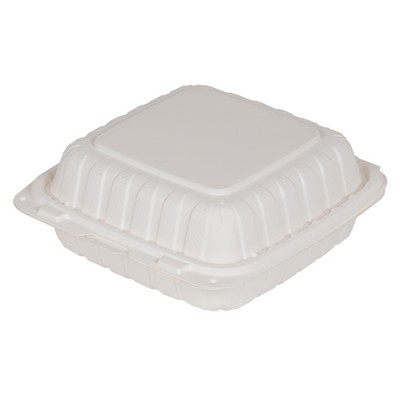 8 x 8 x 3 Mineral Plastic Clamshell Box - White