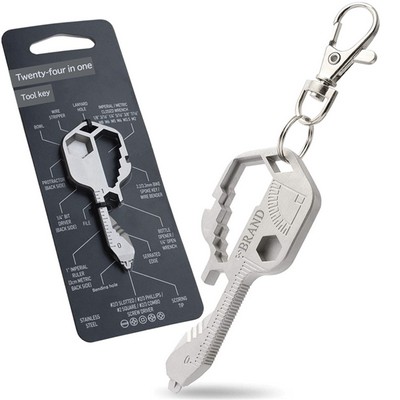 24-in-1 Stainless Steel Key Shaped EDC Multitool Keychain