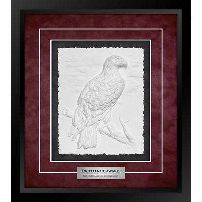 Eagle (Black/Burgundy) - Cast Paper Sculptured Art - Shadowbox Plaque 15.25"x17"