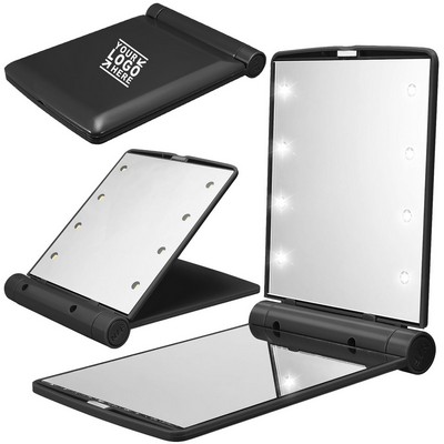 Portable LED Makeup Mirror with Folding Design