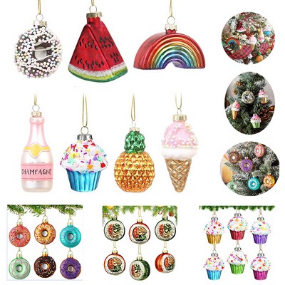 Glass Christmas Tree Vegetables and Fruits Hanging Ornaments