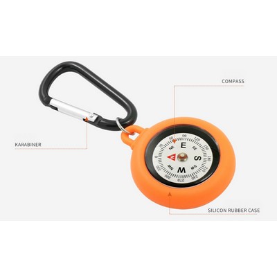 Mini Survival Compass with Carabiner