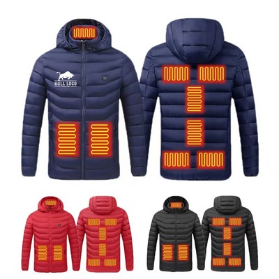 Nine Zone Heating Unisex Heated Down Jacket Not Include Power Bank