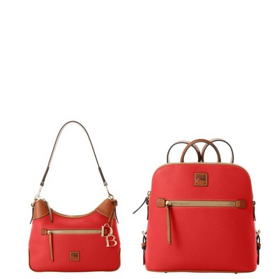 Dooney & Bourke Pebble Grain Hobo and Backpack Set - Red