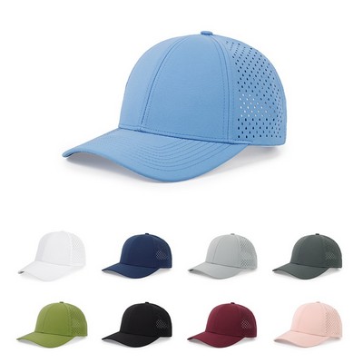 Stock Solid Color Quick Dry Poly 6-Panel Cap w/ Perforated Back Panels