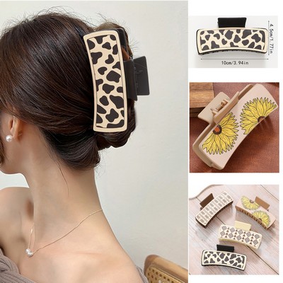 Hair Claw Clips for Women PU Leather Hairpins Traditional ( Large )