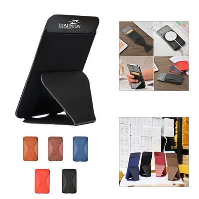 PU Leather Credit Cards Holder with Cell Phone Stand