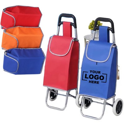 Folding Grocery Cart with Wheels and Removable Bag