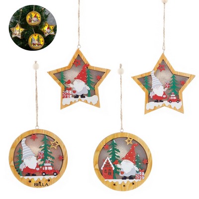 Christmas Wood Cutouts Pendants With Led Lights