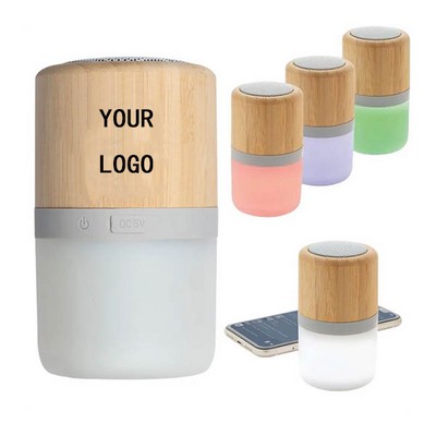 Round Bamboo Wireless Light-Up Speaker