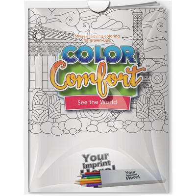 Combo Pack - CC109 Color Comfort & 6-Pack of Colored Pencils (Imprinted) in a Poly Bag