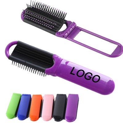 Portable Cosmetic Mirror Comb Foldable Massage Comb