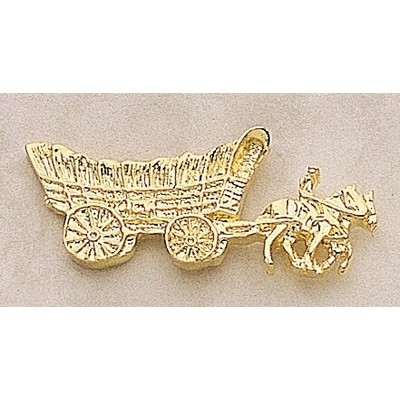 Covered Wagon w/ Horse Marken Design Cast Lapel Pin (Up to 1 1/2")