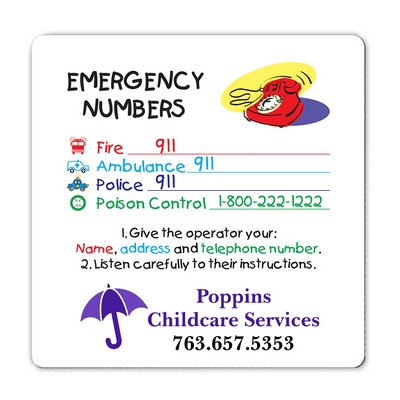 Health & Safety Emergency Numbers Magnet