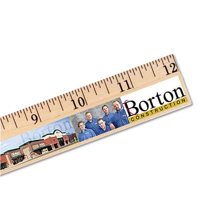 12" Clear Lacquer Wood Ruler (Full Color Digital)