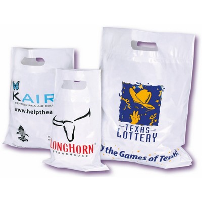 Fold Over Reinforced Die Cut Bags 12"x15" - 2 Colors