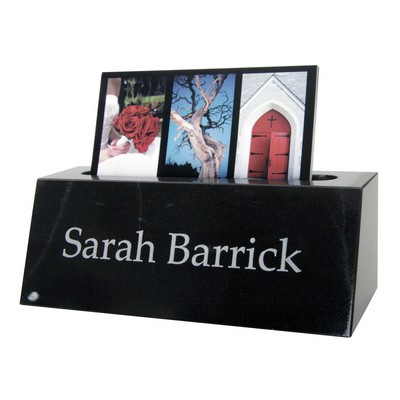 Small Jet Black Marble Name Plate w/Card Holder (5"x1¾"x2")